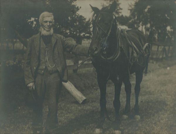 
The picture of a man and  horse, we think, is a brother of the man who taught my  great grandfather( Ward Roelofson)  blacksmithing. Photo submitted by Doug Law
